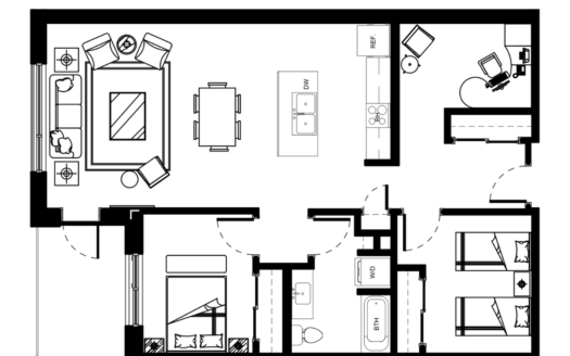 Two Bedroom + Office/Den at Brickline North